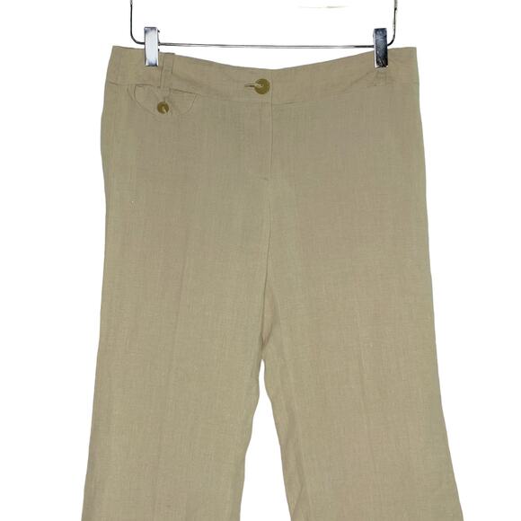 Loft 2 NEW Womens Tan Wide Leg Trousers 100% Linen Breathable Classic - Picture 4 of 10